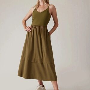 Athleta Olive Green Midi Dress